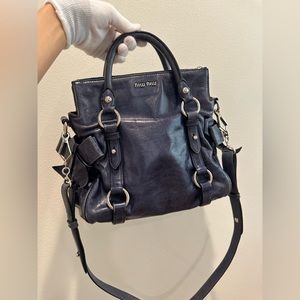 SOLD MIU MIU BLUE BOW BAG LEATHER